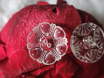 Duo bouton ancien en verre ciselé collection 1,8 et 1,9 cm D4D