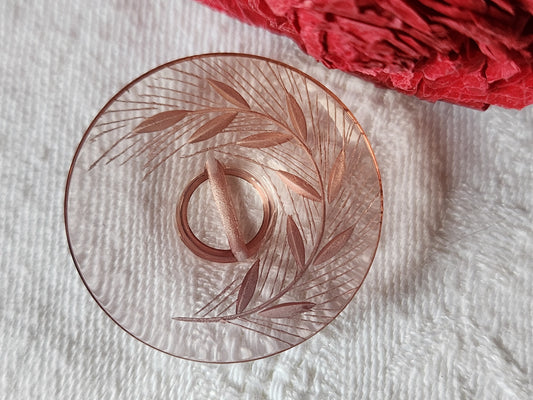 Gros bouton lucite rose ciselé collection 3,1 cm à pied ref 7069