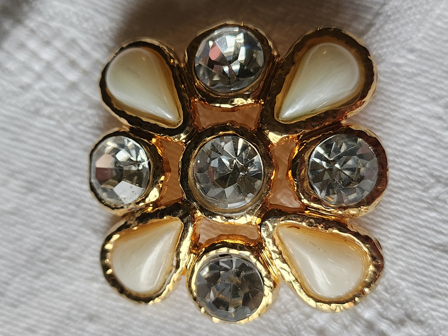 Enorme bouton vintage Kitch strass en verre pied 3,7 cm ref 7075