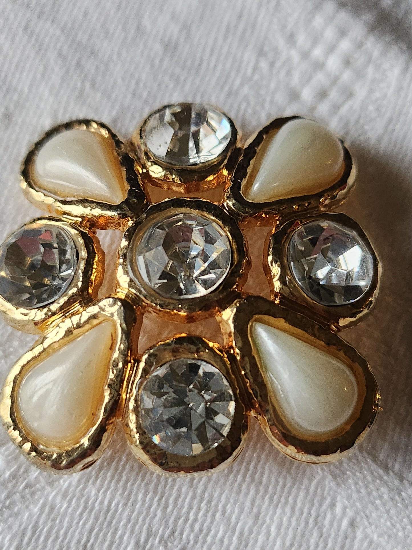 Enorme bouton vintage Kitch strass en verre pied 3,7 cm ref 7075