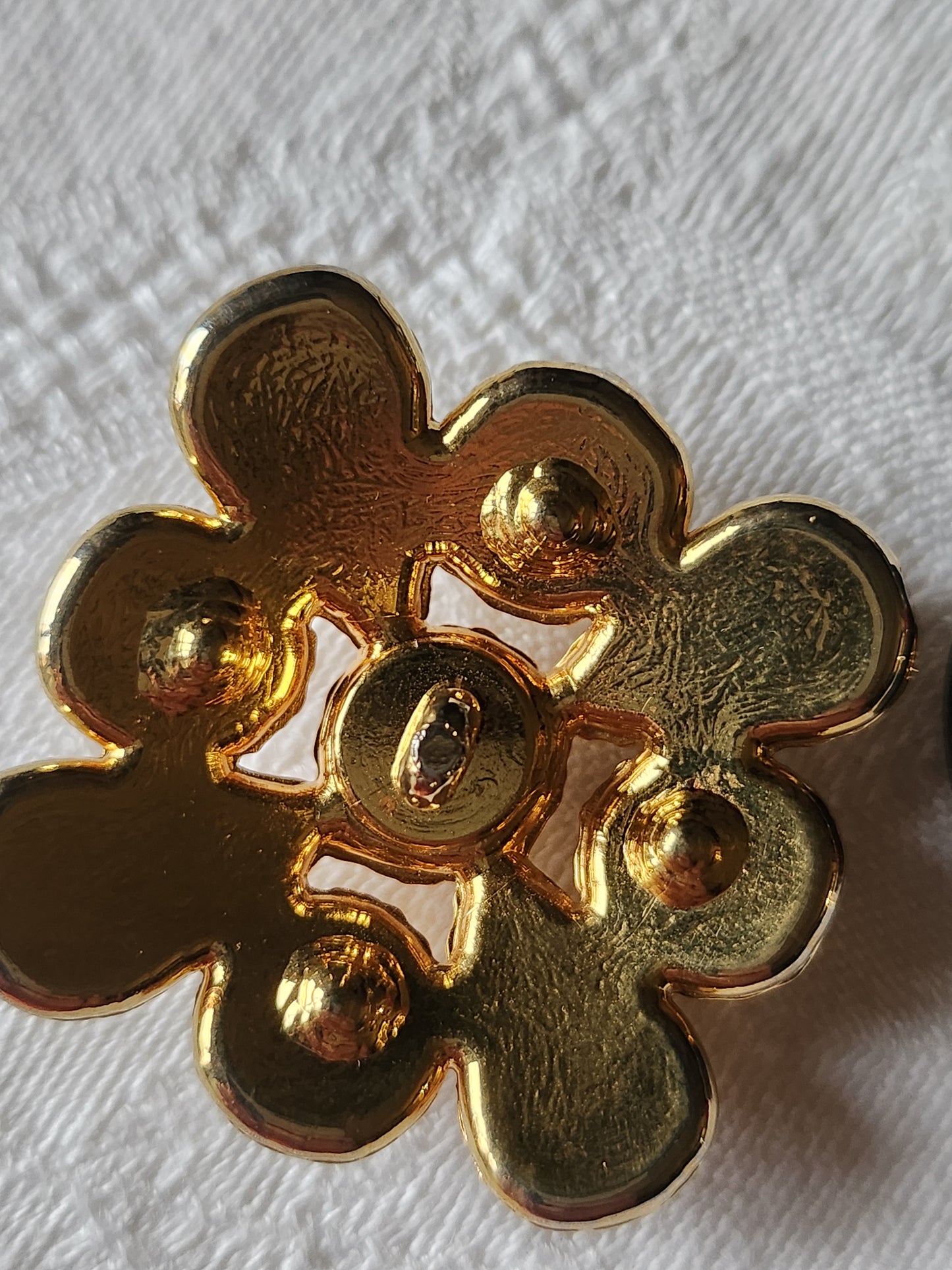 Enorme bouton vintage Kitch strass en verre pied 3,7 cm ref 7075