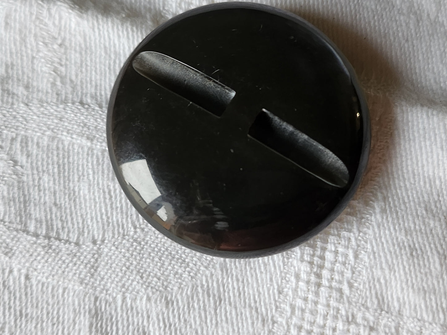 Enorme bouton vintage gris inclusion paillette superbe 4 cm ref 7080