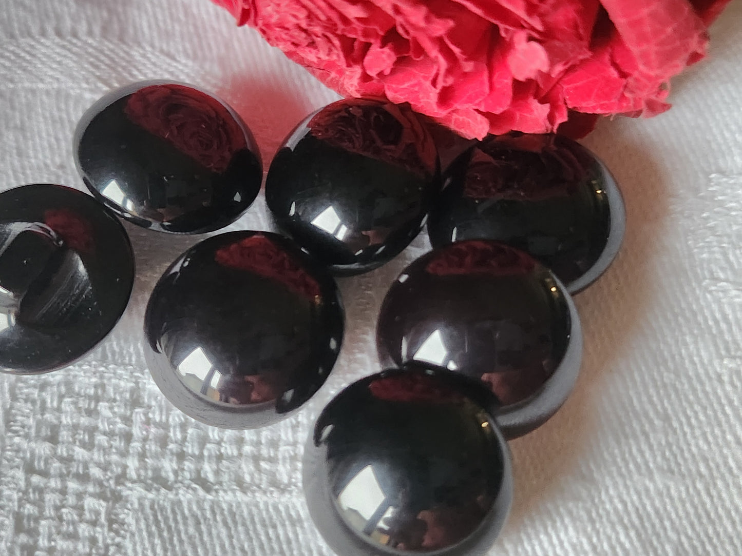 Lot 7 boutons vintage noir bombé demi sphère 1,7 cm ref 7083