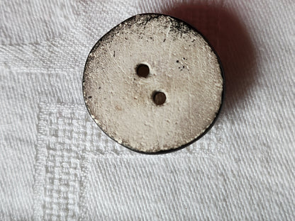 Collection gros bouton ancien en céramique vernissé noir 2,9 cm D4G
