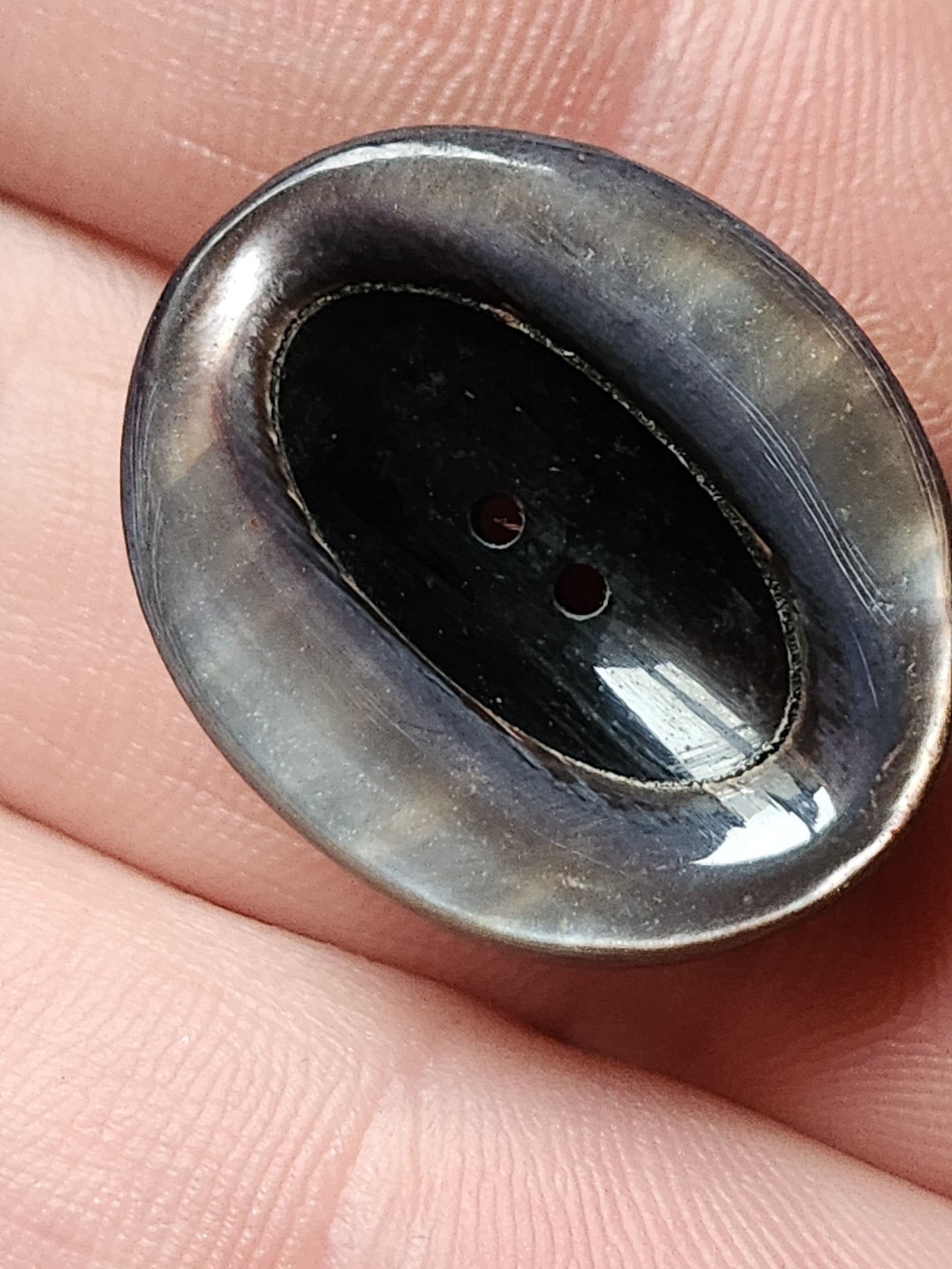 Collection bouton vintage en nacre bi matière ovale 2,5 cm sur 2 cm D18B