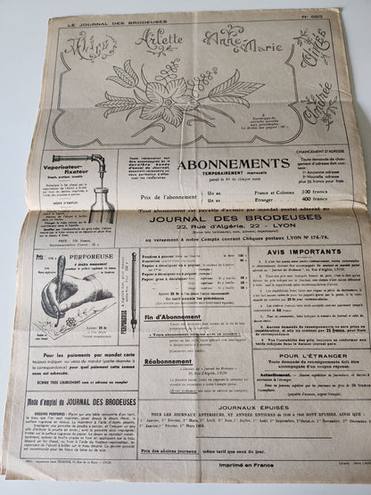 Le journal des brodeuses 1952  n° 683 alphabet combinaison berceau corsage