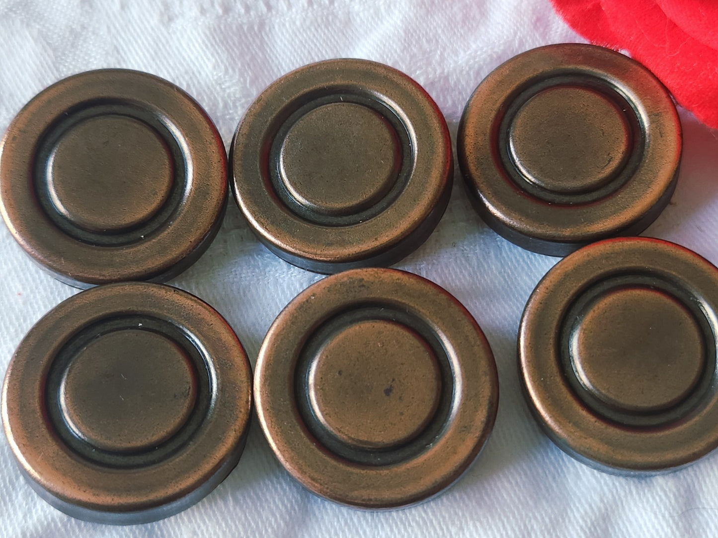 Lot 6 boutons vintage énorme métal cuivré 3 cm volume ref 3925