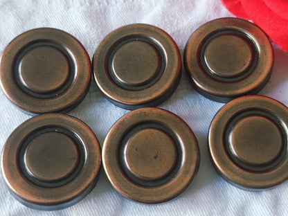 Lot 6 boutons vintage énorme métal cuivré 3 cm volume ref 3925