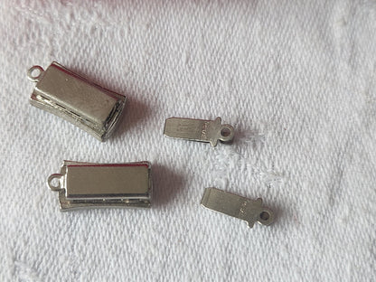 Lot 2 fermoirs vintage anciens metal strass petit 0,7 sur 1,8 cm au maximum D19D