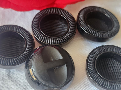 lot 5 gros boutons vintage noir haut à pied 2,8 cm ref 1424