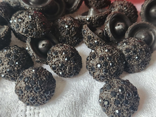 Lot  6 boutons vintage parurier resine strass  marron à pied 2  cm ref 665