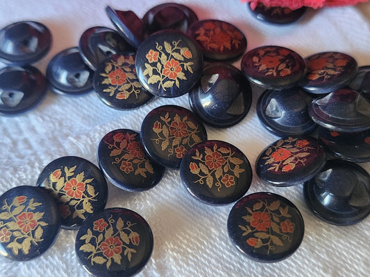 Lot 12 mignons boutons vintage bleu  bouquet de fleur pied 1,2 cm ref 2873