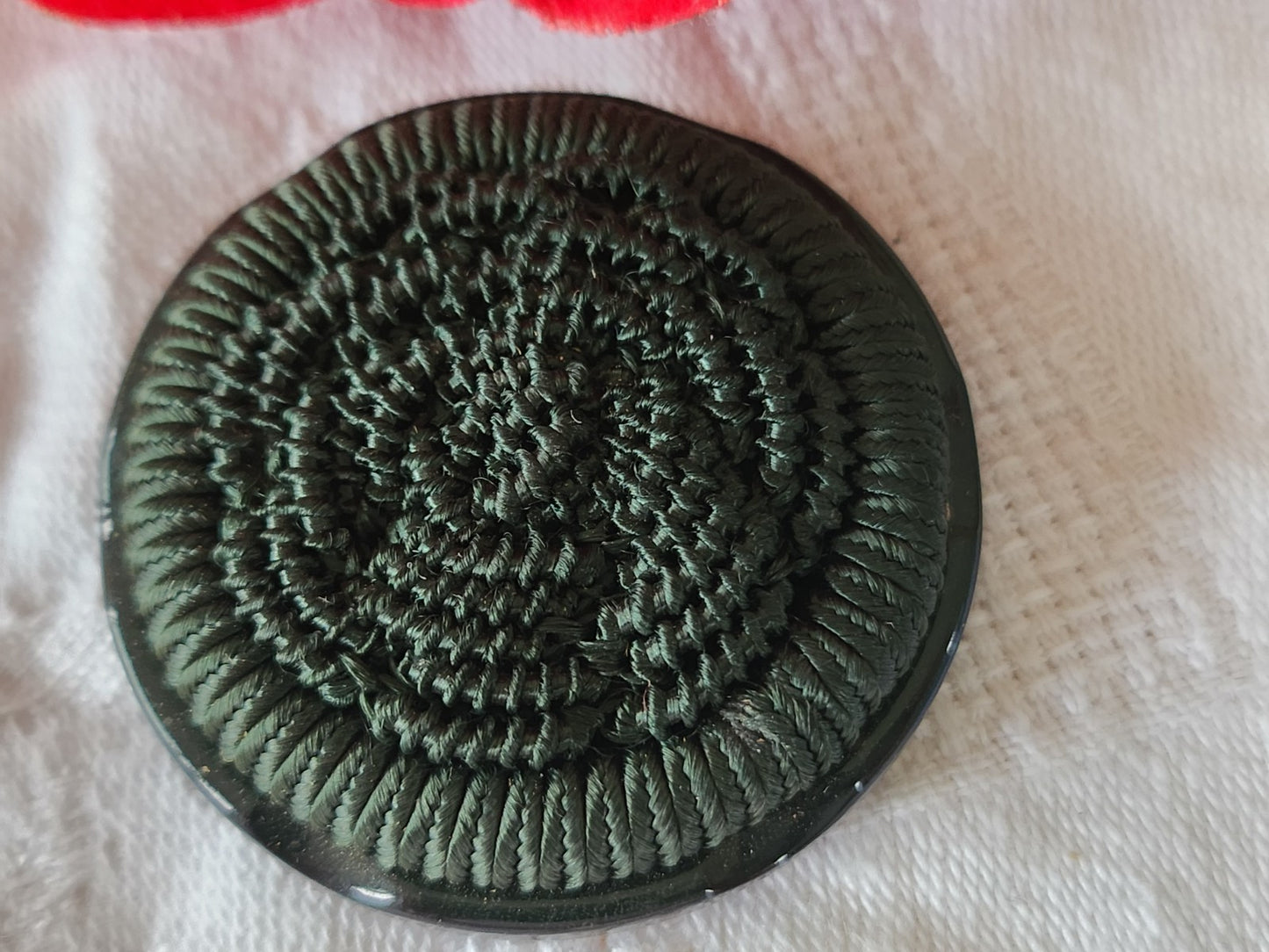 collection énorme bouton vintage vert passementerie pied plat 4 cm ref 5992