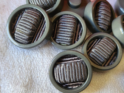 lot 6 boutons anciens vintage passementerie gris pied 1,9 cm ref 766
