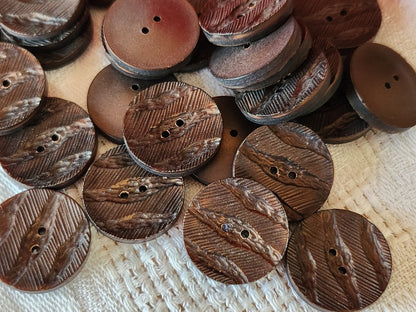 Lot 27 boutons vintage marron mat effet texturé trou 1,8 cm ou 18 mm ref 3983