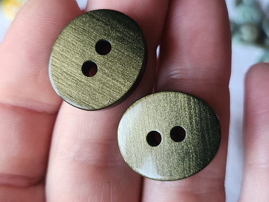 Lot 6 boutons vintage vert doré ovale épais 1,9 sur 2,2 cm ref 428
