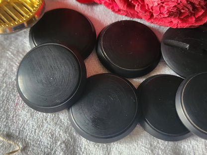 Lot 6 gros  boutons vintage noir mat à pied  2,7 cm ref 5319