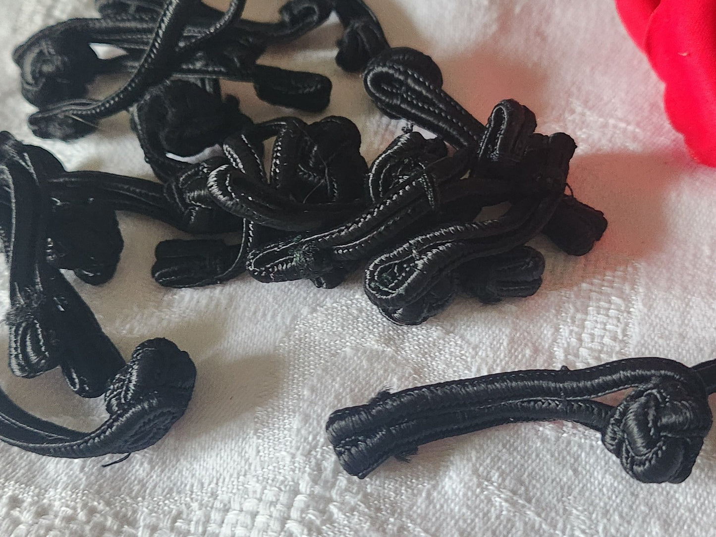 Lot 3 fermoirs brandebourgs noir tissu couture création bijoux sac pochette T3