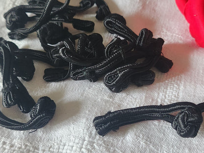 Lot 3 fermoirs brandebourgs noir tissu couture création bijoux sac pochette T3
