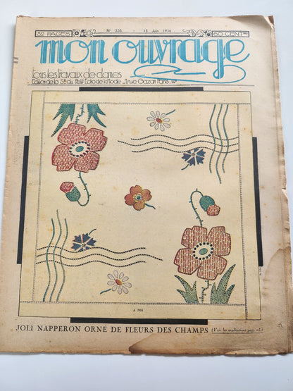Mon ouvrage 1936 n°320  bouquets en papier blouse en lin  jeté de table