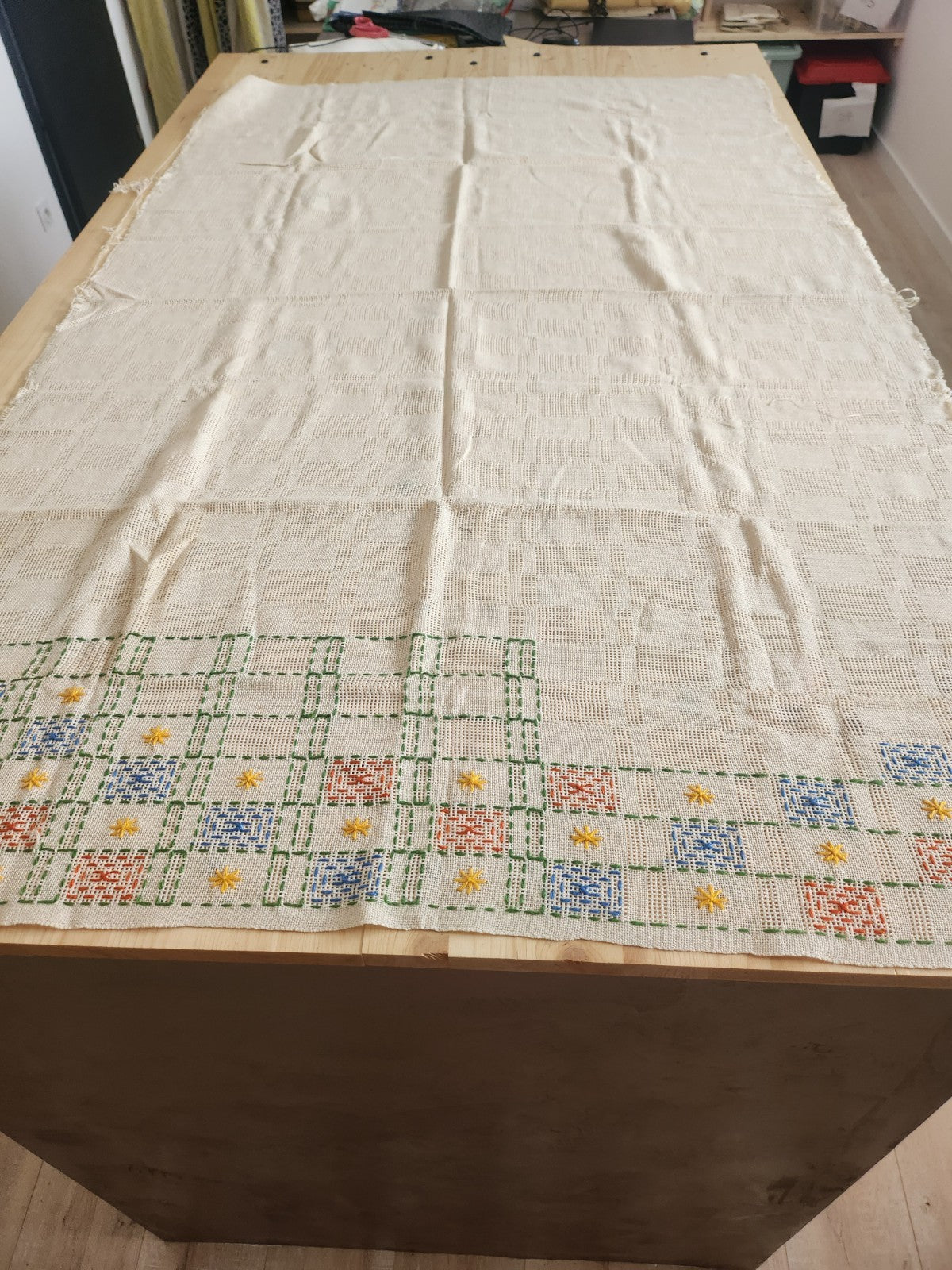 Grand ouvrage de dame ancien a terminer broderie 155 sur 92 cm B8