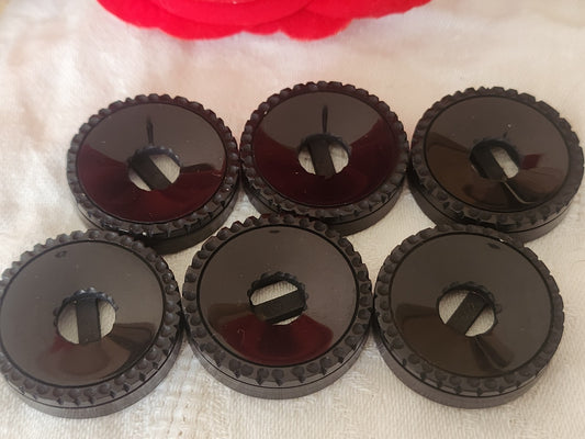 Lot 6 gros boutons vintage noir large passants 3 cm ref 5950 ***