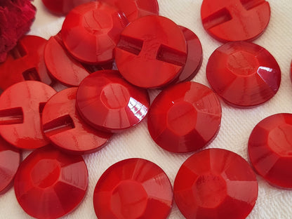 Lot 9 boutons vintage rouge lumineux facette pied 1,7 cm ref 281