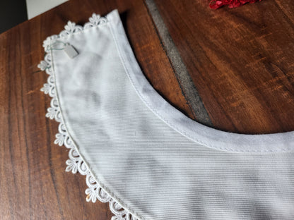 Ancien col motif  dentelle tissu tramé vintage B1-8