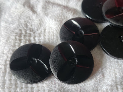 Lot 10 boutons vintage noir contraste lumineux mat 2,3 cm ref 5764