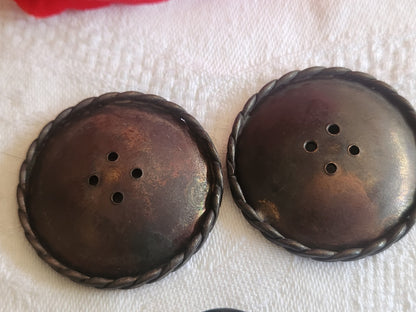 Duo gros boutons vintage en métal incurvé mat xxl 3,6 cm ref 2772