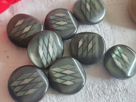 Lot 9 boutons vintage gris inclusion pied 1,9 cm ref 2852