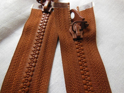 Fermeture éclair 55 cm marron  séparable  blouson manteau curseur double A24