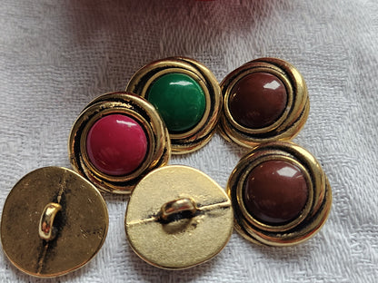 Lot 6 boutons vintage en métal coeur couleur  panaché  1,7 cm ref 5825