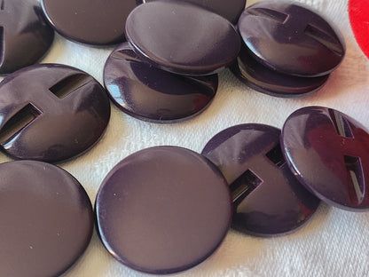 Lot 6 gros boutons vintage violet foncé plat  pied 2,7 cm ref 2600