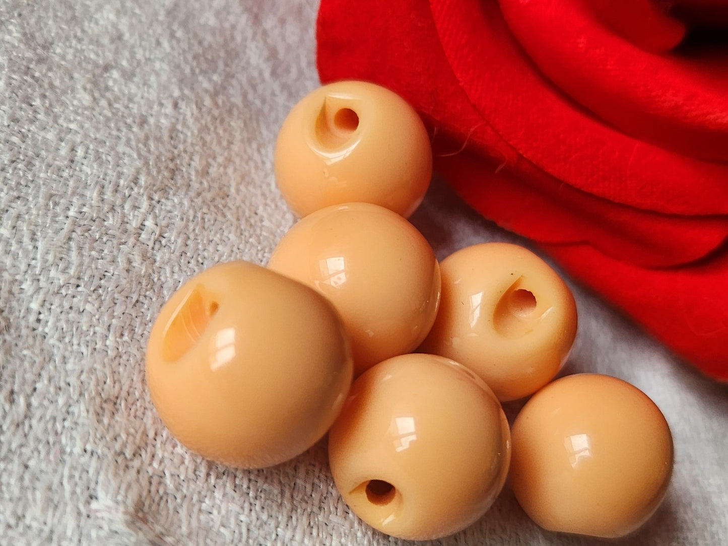 Lot 6 boutons vintage boule rose 1,2 cm ref 5881
