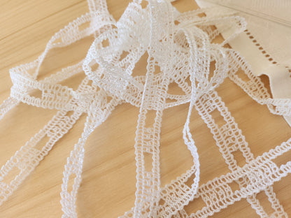 Dentelle vintage entre deux blanche 5 mètres sur 1,3 cm A3