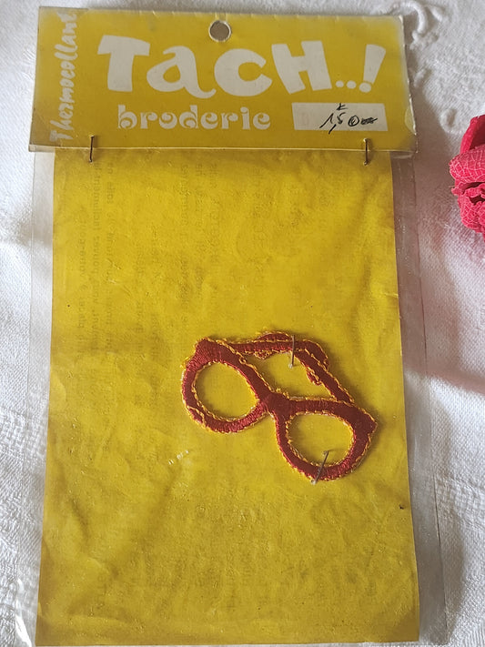 Ancien patch vintage thermocollant lunette broderie customisation