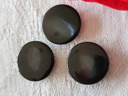 Trio boutons anciens en nacre gris à pied 2 cm G18D