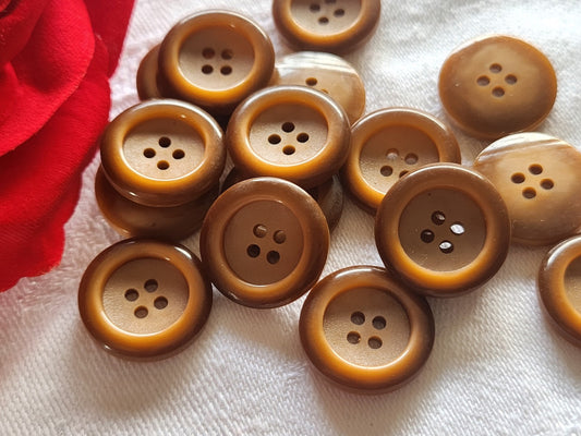 Lot 16 boutons vintage marron à trous 1,8 cm pied ref 2356