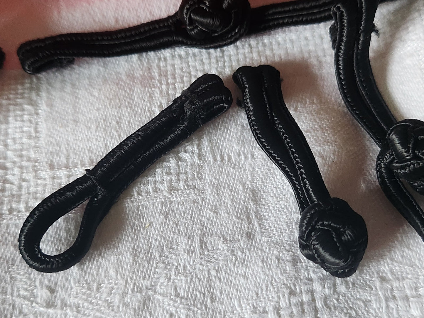 Lot 3 fermoirs brandebourgs noir tissu couture création bijoux sac pochette T3