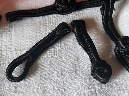 Lot 3 fermoirs brandebourgs noir tissu couture création bijoux sac pochette T3