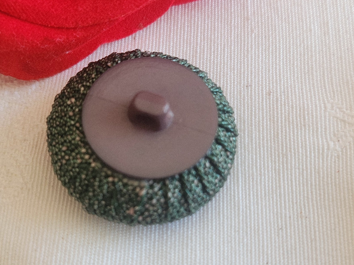 Collection gros  bouton vintage passementerie vert raphia 3 cm ou 30 mm G3T