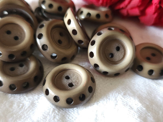 Lot 12 boutons vintage gris camaieu ajouré trous 1,8 cm ref 6014