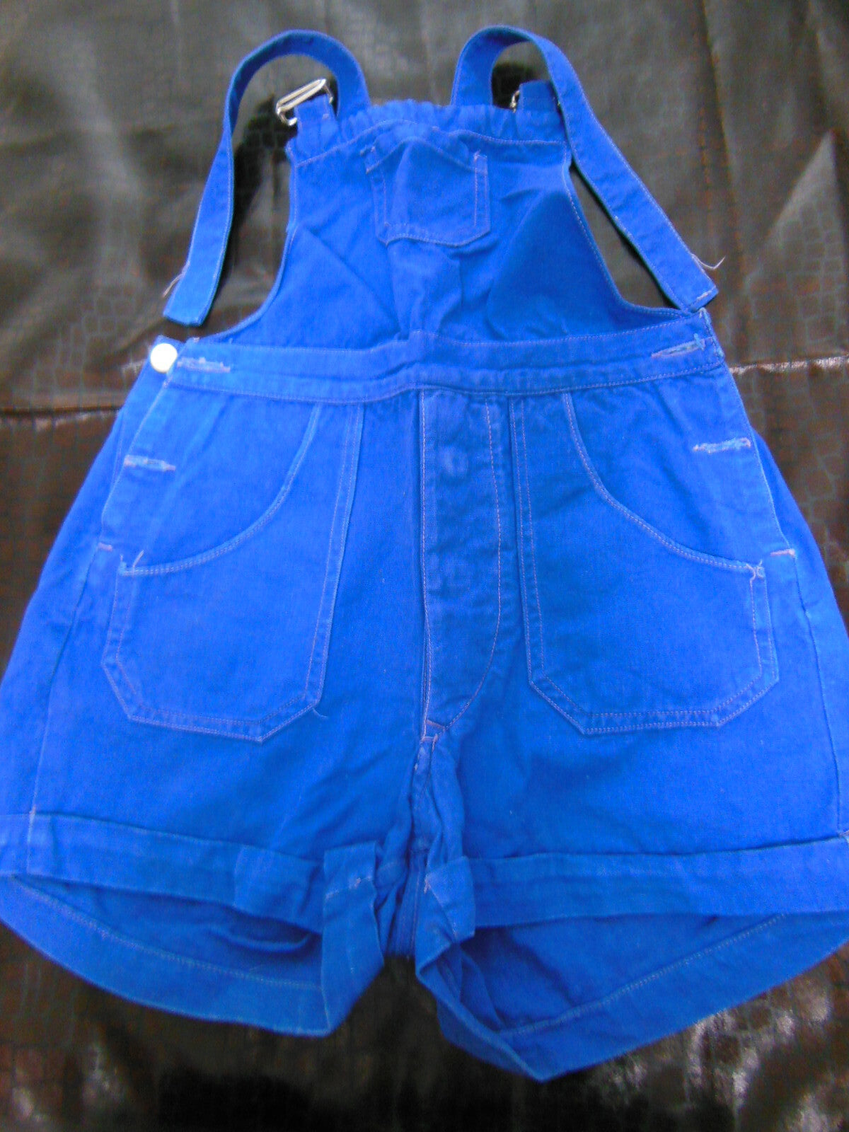 Petite salopette ancienne enfant grande poupée bleu de travail vintage 6 ans B1