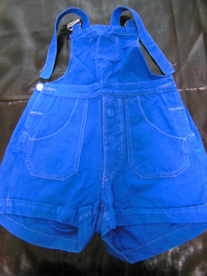 Petite salopette ancienne enfant grande poupée bleu de travail vintage 6 ans B1