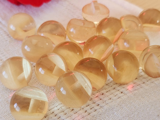 Lot 6 boutons vintage jaune boule strié style Agathe bille 1,6 cm 16 mm ref 6527