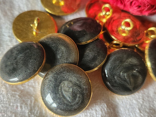 Lot 7 boutons vintage en métal coeur gris satiné à  pied 1,6 cm ref 4918