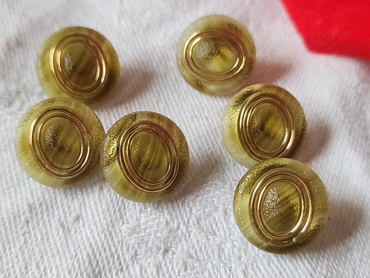Lot 6 boutons vintage en verre teinte à definir 1,3 cm à pied ancien ref 5317