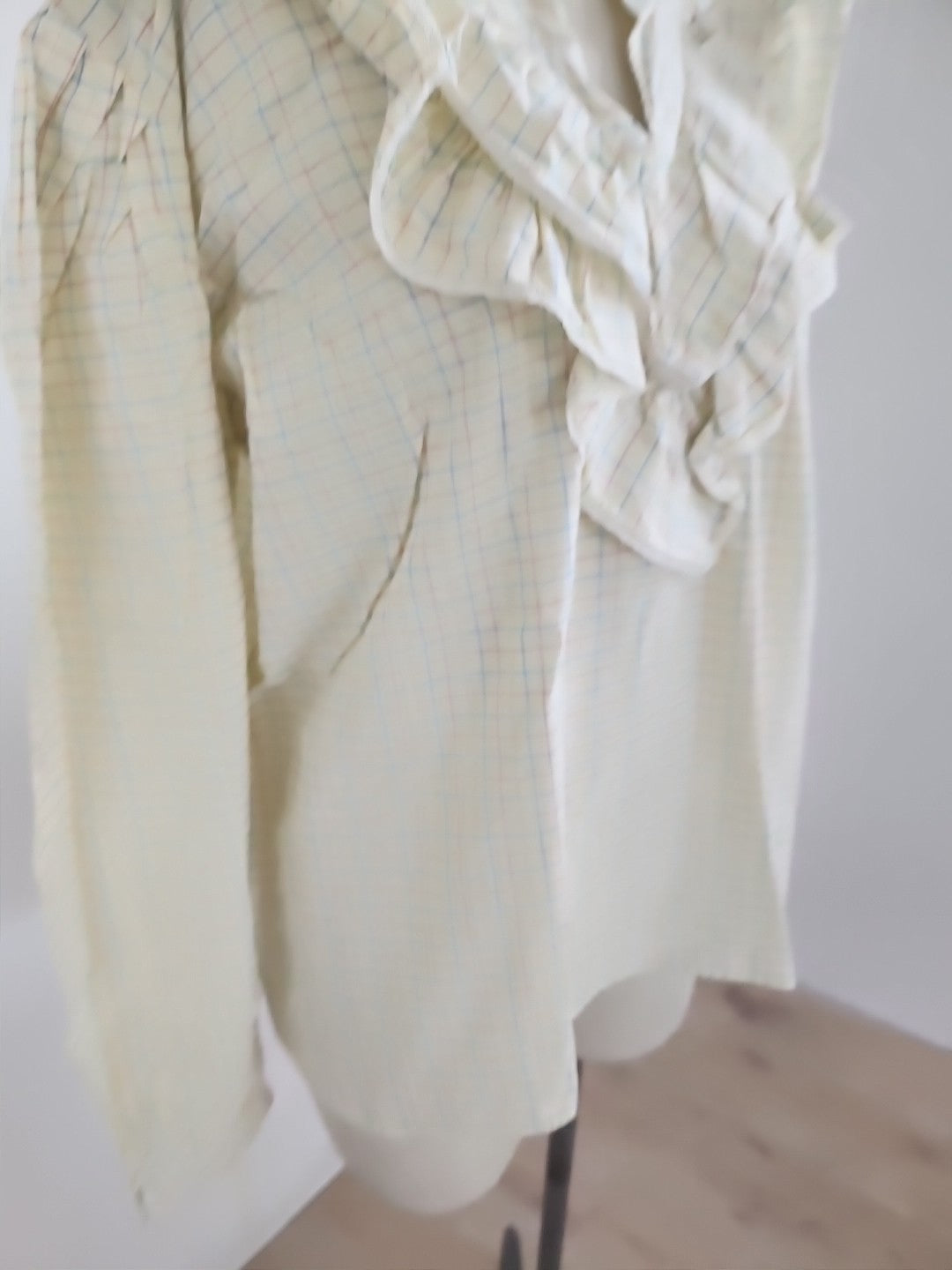 Pur vintage ancienne blouse haut manche jaune carreaux 42/44?   ref portant