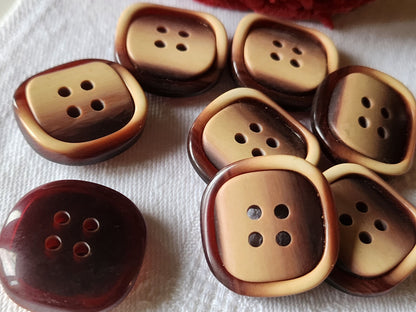 Lot 6 boutons vintage marron beige rouge 2,3 cm ref 718